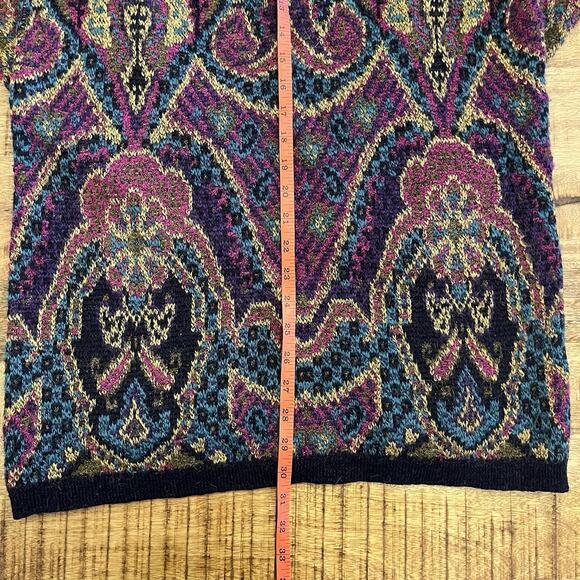 Vintage Dana Buchman Cardigan Medium Wool Alpaca Tapestry Artsy Long Italy Made - Picture 11 of 14